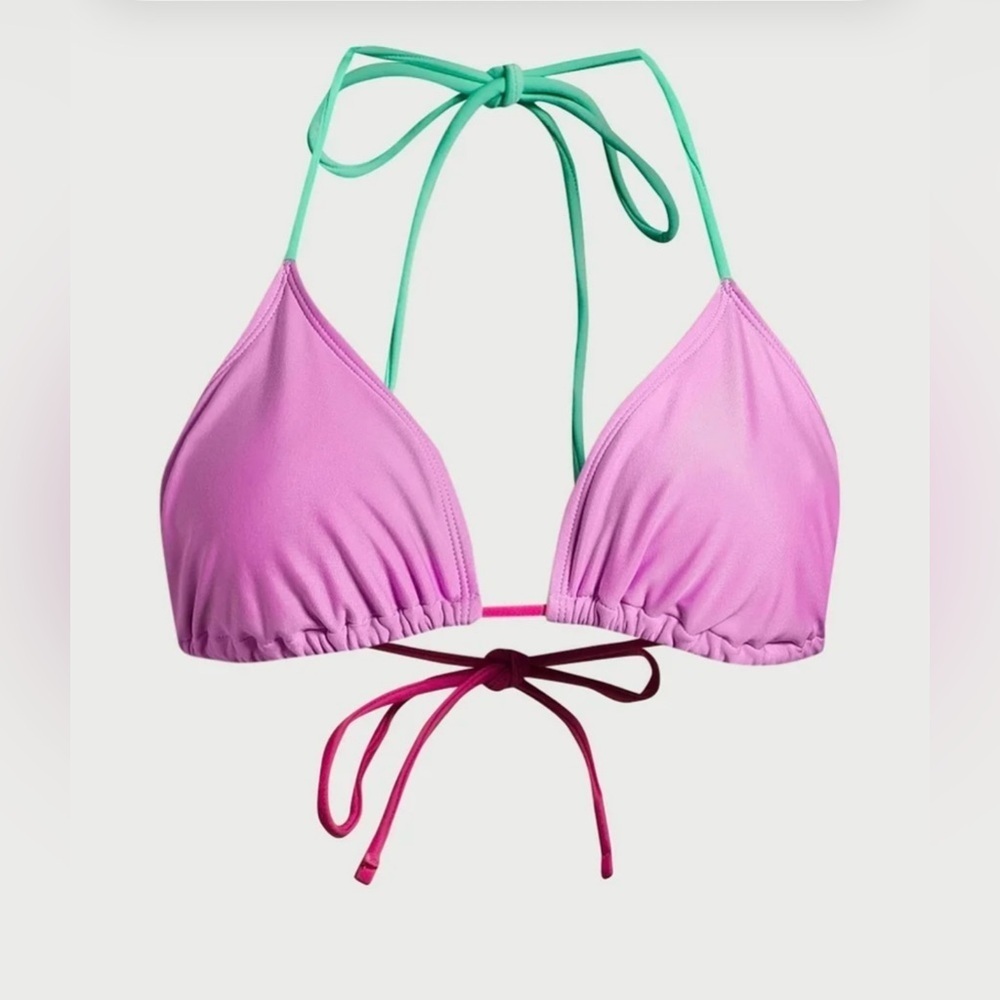 No Boundaries Pink Bikini Top with Purple Accents